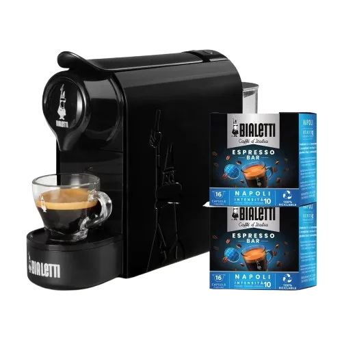 BIALETTI GIOIA NERO + 32 CAPS MACCHINA CAFFÈ CAPSULE, nero
